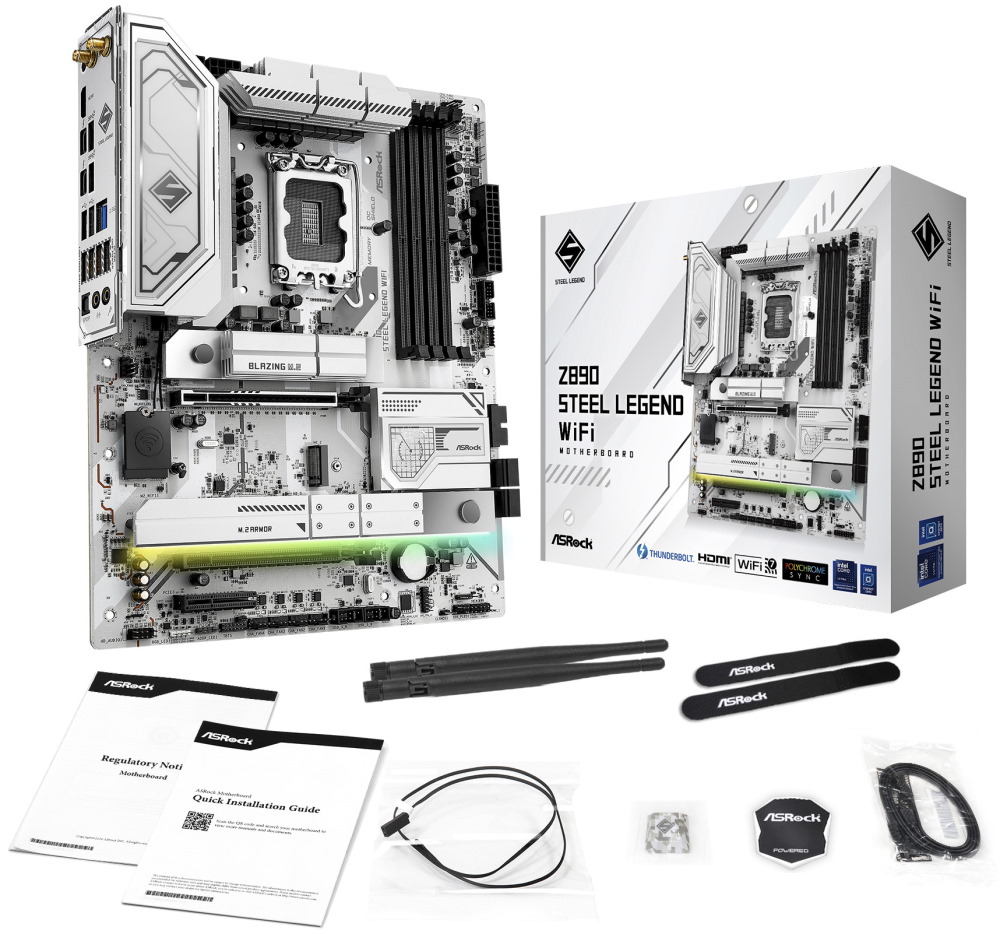 ASRock Z890 Steel Legend WiFi / Intel Z890 / LGA1851 / 4x DDR5 / 4x M.2 / HDMI / 2x Thunderbolt 4 / WiFi / ATX